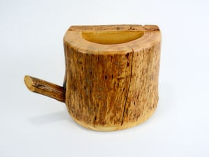 Image of Spruce log wood Multi Purpose Silk Flower Vase, Rustic Wooden Kitchen Utensil holder