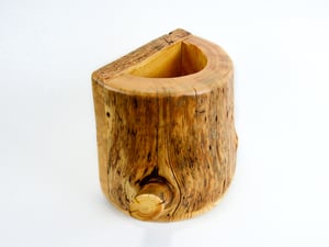Image of Spruce log wood Multi Purpose Silk Flower Vase, Rustic Wooden Kitchen Utensil holder