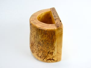 Image of Spruce log wood Multi Purpose Silk Flower Vase, Rustic Wooden Kitchen Utensil holder