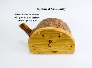 Image of Spruce log wood Multi Purpose Silk Flower Vase, Rustic Wooden Kitchen Utensil holder