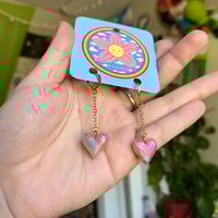 Image 3 of HandSculpted Heart Charm Earrings 