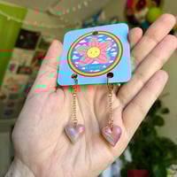 Image 4 of HandSculpted Heart Charm Earrings 