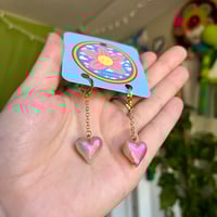 Image 2 of HandSculpted Heart Charm Earrings 