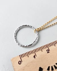 Image 5 of Mixed Metal Gold & Oxidised Silver Circle Necklace