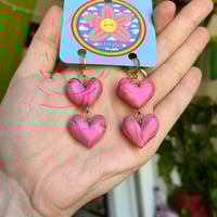 Image 1 of HandSculpted Jumbo Heart Earrings 