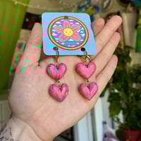 Image 2 of HandSculpted Jumbo Heart Earrings 