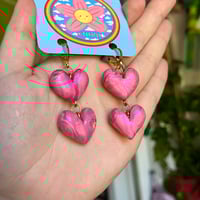 Image 3 of HandSculpted Jumbo Heart Earrings 