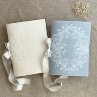 Image 2 of custom made order -SET of 1 blue book "raquel's vows" and 1 ivory book "brett's vows"