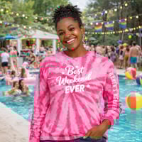 Image 1 of Tie Dye Long Sleeve "Best Weekend Ever" – Pink