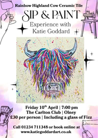 Rainbow Highland Cow Ceramic Tile SIP & Paint - Friday 10th April 