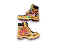 Image 1 of Copy of Hand-Painted 6 inch Timberland Boots: Custom one of a kind  Abstract Art footwear
