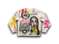 Image 1 of  Sade Adu black panther party NYC art dept upcycled screen print gray/multicolor hoodie