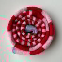 Image 1 of Red + Pink Stripey Scarf