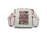 Image 2 of Sade Adu black panther party 2pac NYC art dept upcycled screen print gray/red sweatshirt 