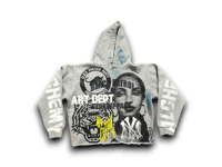 Image 1 of Sade Adu black panther party NYC art dept upcycled screen print gray/blue hoodie