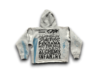 Image 2 of Sade Adu black panther party NYC art dept upcycled screen print gray/blue hoodie