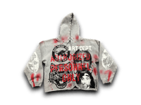 Image 1 of Sade Adu black panther party NY pac art dept upcycled screen print gray/red sweatshirt