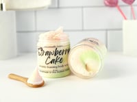 Image 1 of Strawberry Cake Whipped Sugar Scrub: Vegan Handmade Body Exfoliant