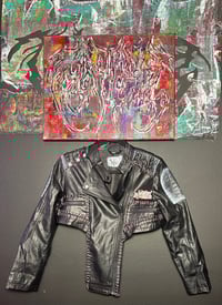 Image 2 of MOFLYZ CROP LEATHER STUDDED JACKET