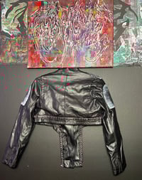 Image 3 of MOFLYZ CROP LEATHER STUDDED JACKET