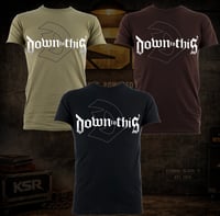 Down To This D logo tee  in Black, Dark Chocolate, & Praire Dust