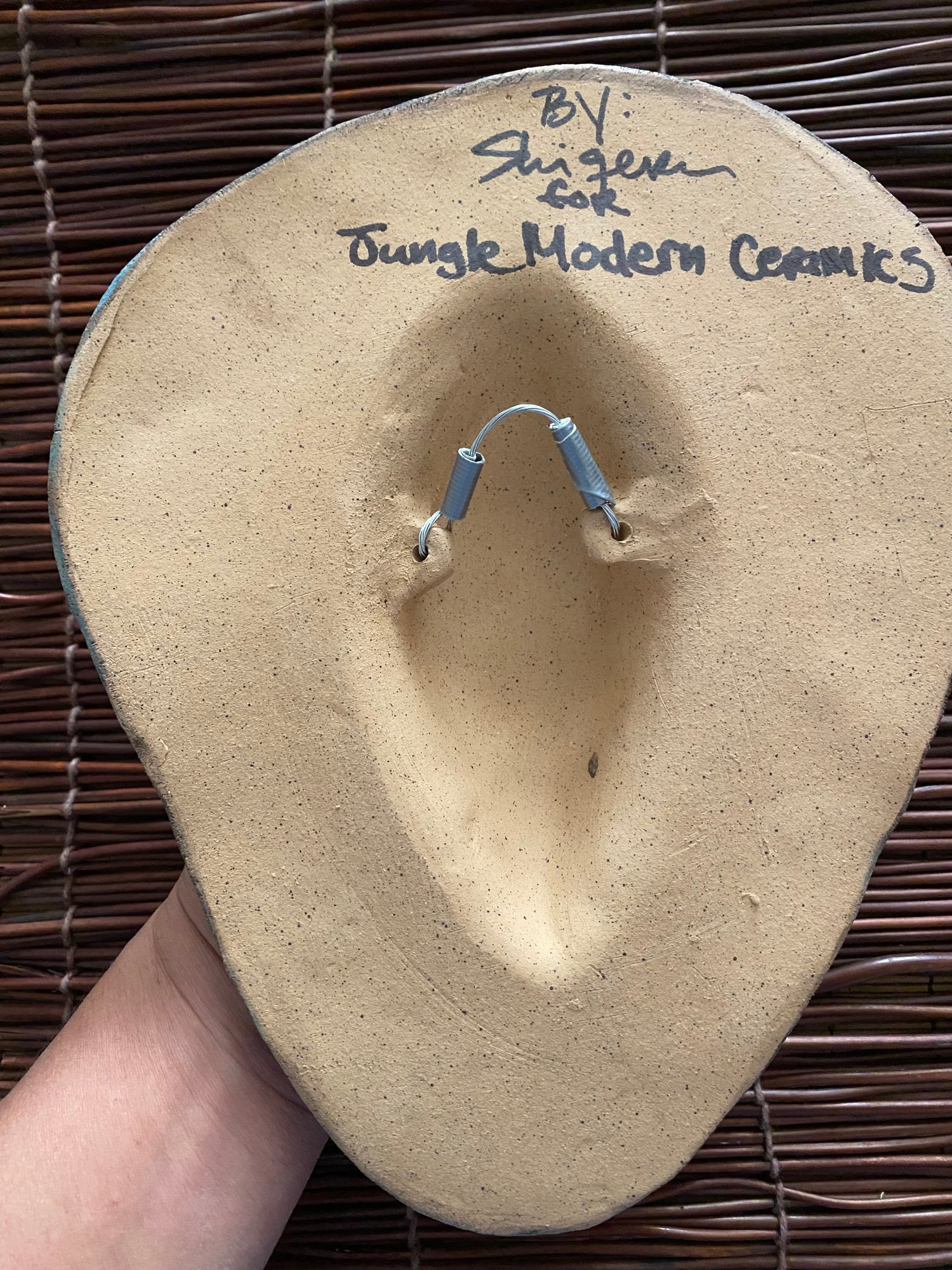 Image of 9.5” x 8” Handbuilt PNG Inspired Wall Mask - Turq/Yellow/White - US Shipping Included 