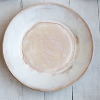 Image 5 of Rustic White and Ocher Handmade Stoneware, Three Pieces, Made in USA