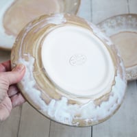 Image 18 of Rustic White and Ocher Handmade Stoneware, Three Pieces, Made in USA