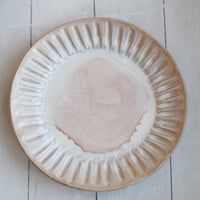 Image 9 of Rustic White and Ocher Handmade Stoneware, Three Pieces, Made in USA