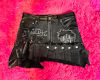 Image 1 of MOFLYZ DENIM/LEATHER EMO KID SKIRT