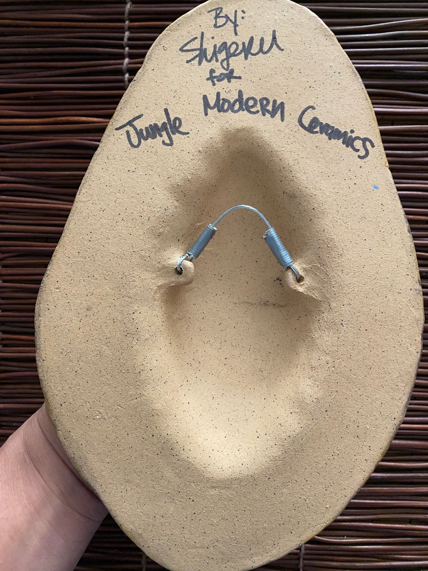 Image of 10” x 6.75” Handbuilt PNG Inspired Wall Mask - Blue/Orange/White - US Shipping Included 