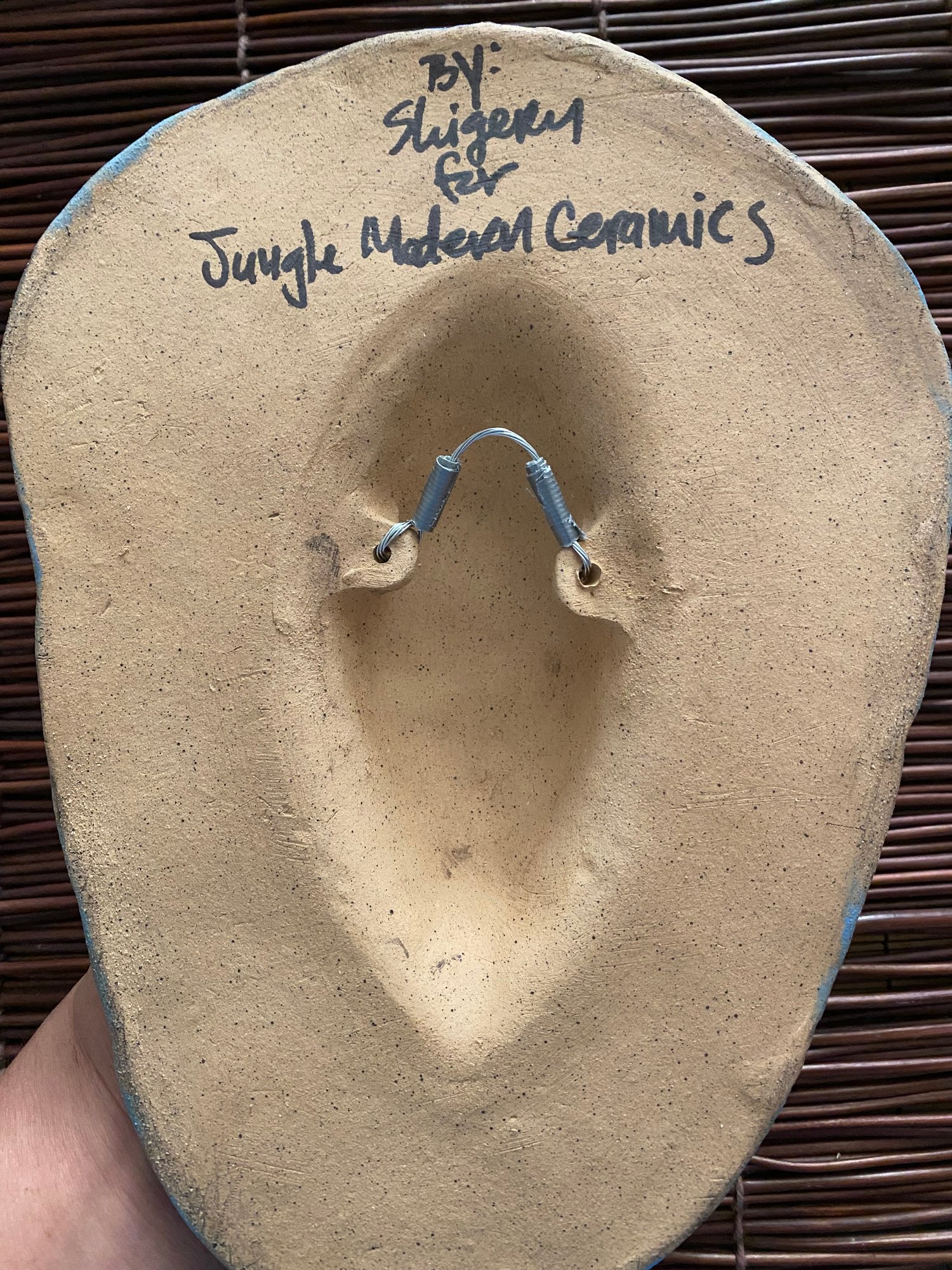 Image of 9.75” x 7.5” Handbuilt PNG Inspired Wall Mask - Blue/Orange/White - US Shipping Included 