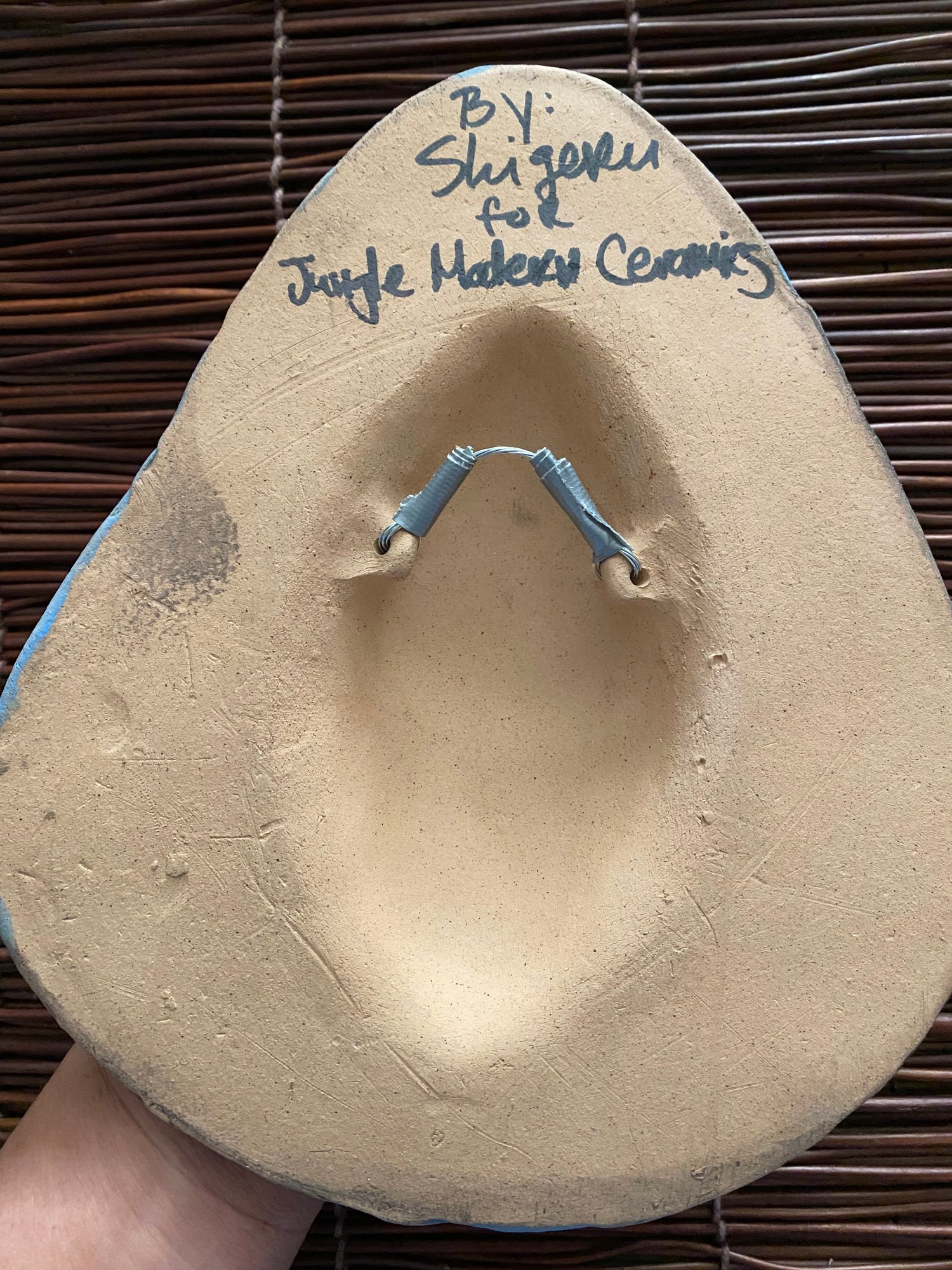 Image of 8.75” x 7.75” Handbuilt PNG Inspired Wall Mask - Blue/Orange/White - US Shipping Included 