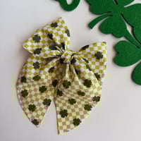 Image 1 of Checkered Clovers Bow