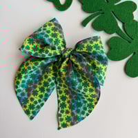 Image 1 of Rainbow Shamrocks Bow