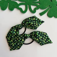 Clovers on Black Hair Tie