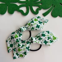 Clovers on White Hair Tie