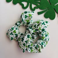 Clovers on White Scrunchie