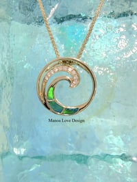 Image 1 of $1268→$951(25% OFF) 14k solid gold diamond opal wave pendant 