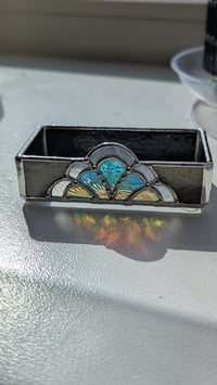 Image 2 of Trinket Dish - Dichroic & Silver Iridescent Black