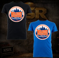 Merauder NY Skyline Royal Blue/Orange Baseball Design Tee