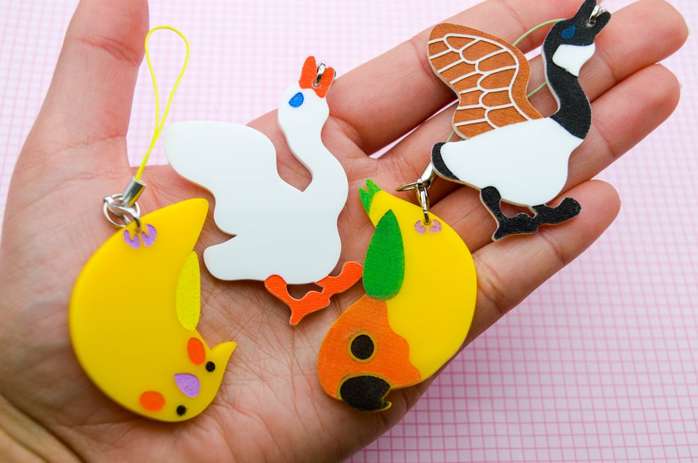 Image of Dangling Birds - Hand Painted Charms