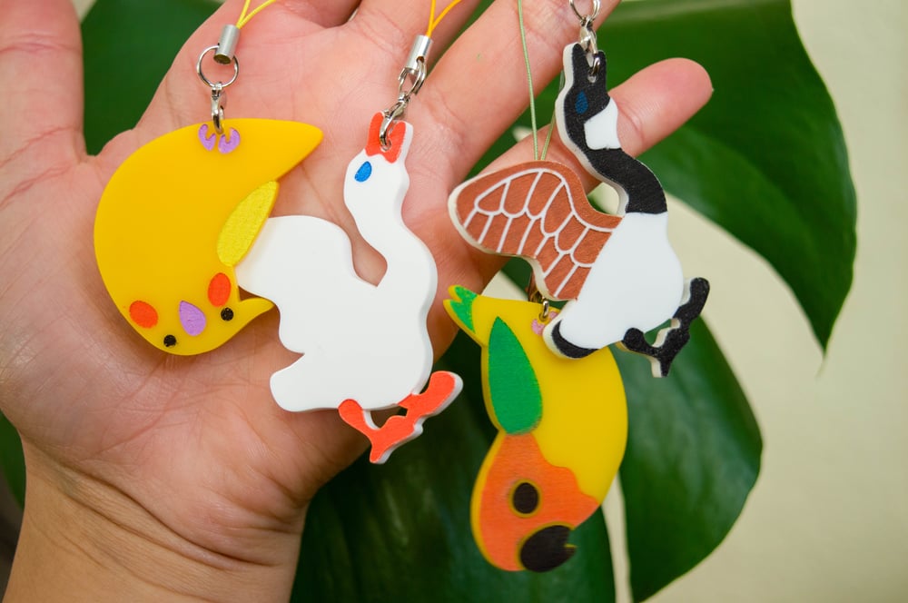 Image of Dangling Birds - Hand Painted Charms