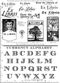 Image 1 of Ex Libris/Currency Alphabet Rubber Stamps P106