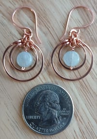 Image 3 of Copper Double Hoop-Da-Loop Aquamarine Earrings🩵