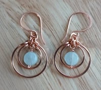Image 1 of Copper Double Hoop-Da-Loop Aquamarine Earrings🩵