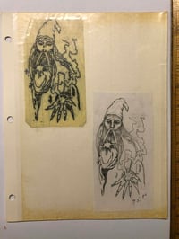 Image 1 of Vintage hand drawn wizard sketch and stencil 80’s