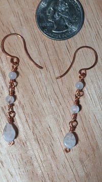 Image 3 of Rainbow Moonstone Dangle Copper Earrings🤍