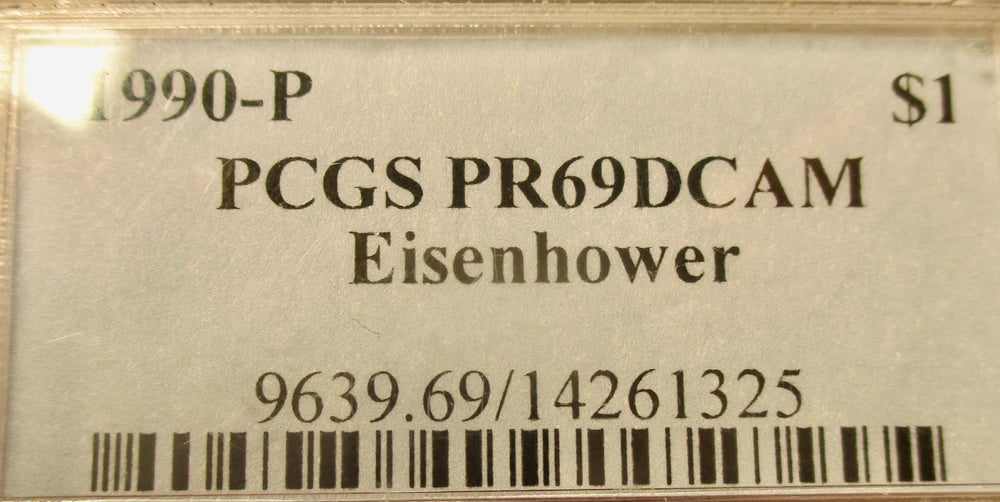 PROOF69 DCAM 1990-P EISENHOWER U.S. SILVER DOLLAR@ $10 BELOW SILVER VALUE! GREAT CAMEO, GREAT PRICE