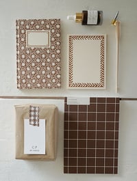 Image 1 of kinshipped - A5 Brown Cream Plaid Ruled + Plain Notebook
